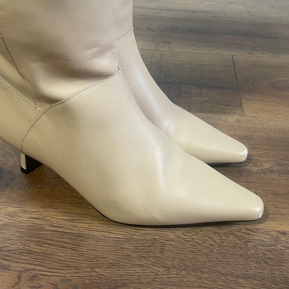 Anthropologie Pull On Nude Heeled Boots Size 38 US 7.5 - Picture 5 of 14